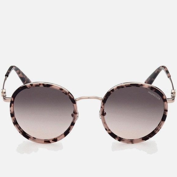 MONCLER Pink Tortoise Round Sunglasses - Picture 2 of 10
